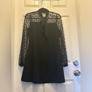 black polkadot long sleeve dress